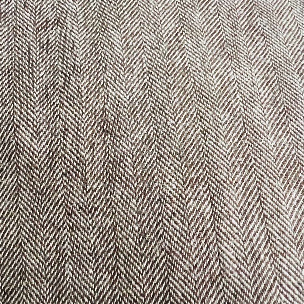 J. Jill Linen & Cotton Herringbone Pants Trousers In Coffee - Picture 2 of 10